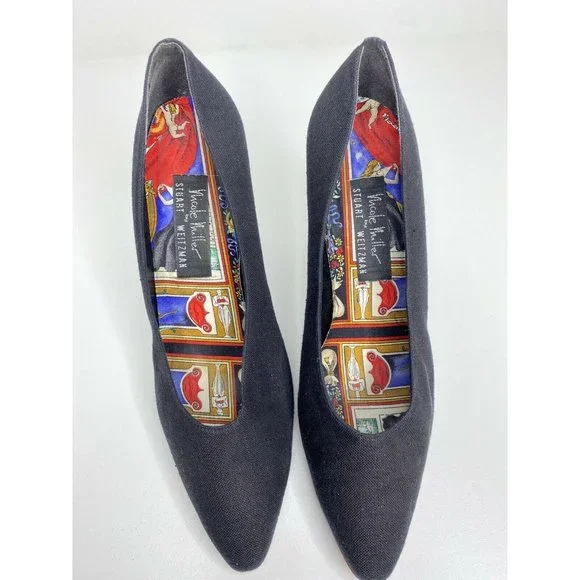 Nicole Miller x Stuart Weitzman Heels Size 8.5 VINTAGE Women's Fabric Art Pumps - Picture 2 of 6